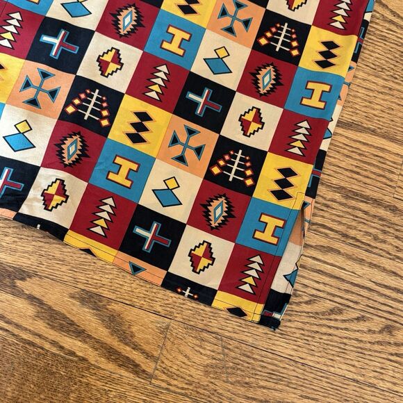 VINTAGE TIMNEY FOWLER FOR GO SILK ALL OVER PRINT MENS SHIRT Large Medium Tribal - Picture 6 of 11